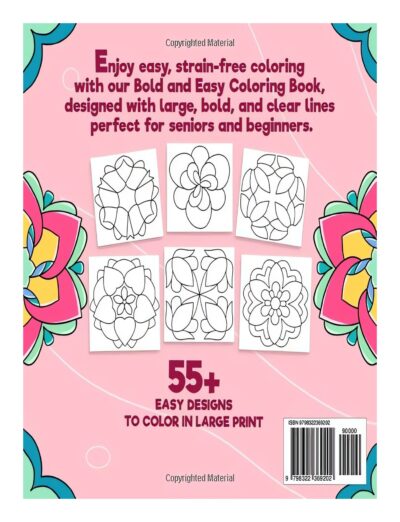 Mandala Bold & Easy Coloring Book: Simple Designs with Bold Lines Coloring Pages for Stress Relief and Relaxation | Ideal Gift for Kids, Adults, ... (Artist Wisdom Stress Relaxation Series)