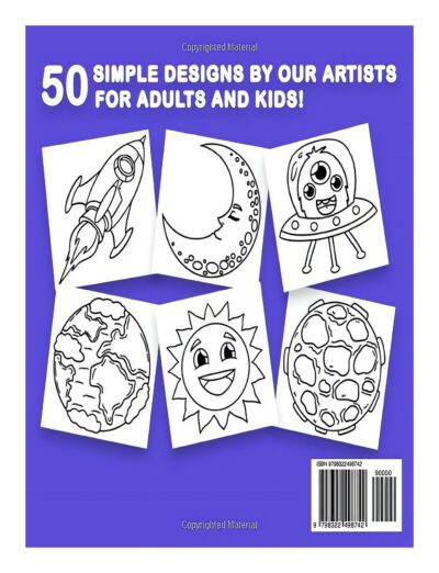 Outer Space Bold & Easy: 50 Simple Drawings, Large Print Coloring Pages of Planets and More, Fun for Kids and Adults, Adorable Illustrations for Stress Relief & Relaxation