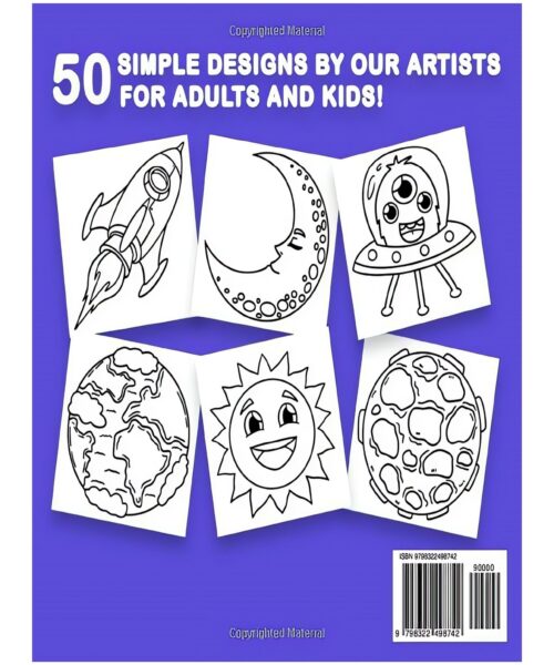 Outer Space Bold & Easy: 50 Simple Drawings, Large Print Coloring Pages of Planets and More, Fun for Kids and Adults, Adorable Illustrations for Stress Relief & Relaxation